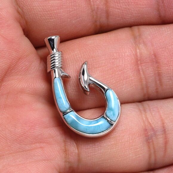 Sterling Silver LARIMAR NECKLACE, CURB Chain Necklace, Larimar Gemstones - Picture 1 of 10